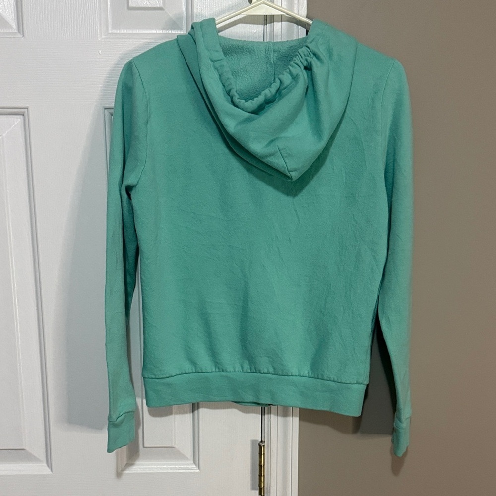 PINK Victoria's Secret Teal Hoodie with Silver Logo size small - Picture 4 of 4
